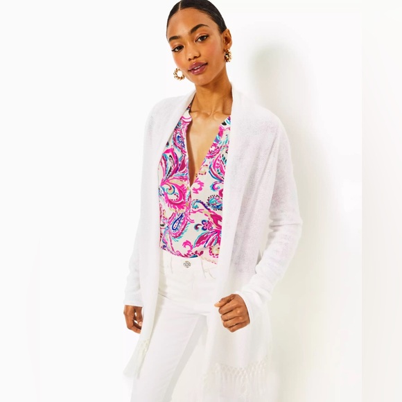 Lilly Pulitzer Sweaters - Lilly Pulitzer | White Long Tatum Cardigan | Size M